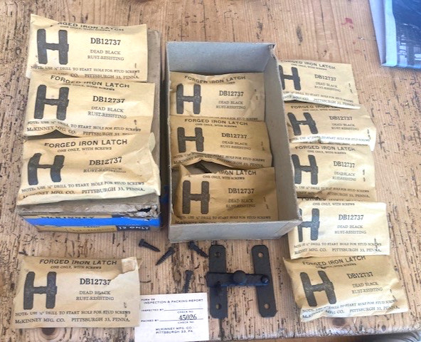 NEW/OLD STOCK MCKINNEY MFG. CO. FORGED IRON LATCH-IN BOX,PACKAGE-SCREWS-PITTSBUR