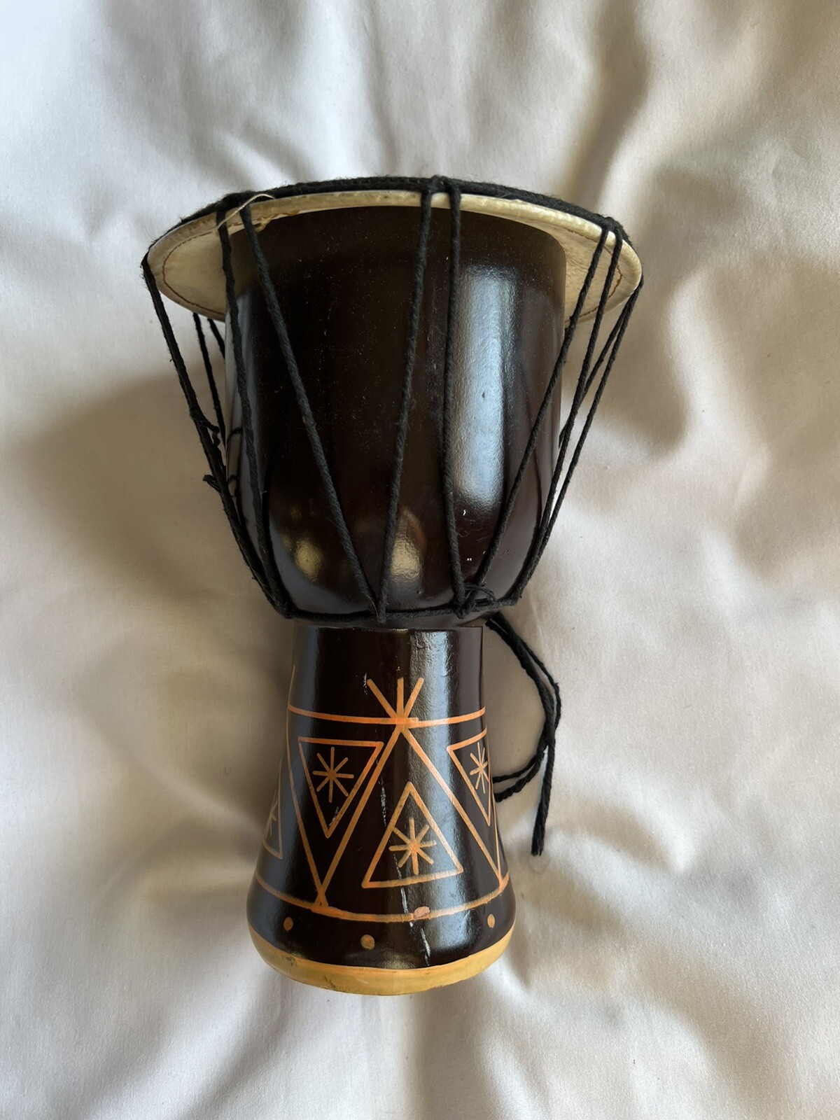 Hand Carved Drum Art Instrument With Animal Skin