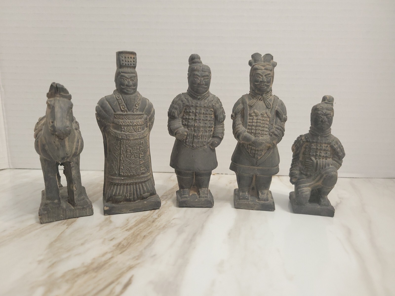 Vintage Chinese Qin Shi Huang Terracotta Clay Warrior Soldier Horse Figures Deco