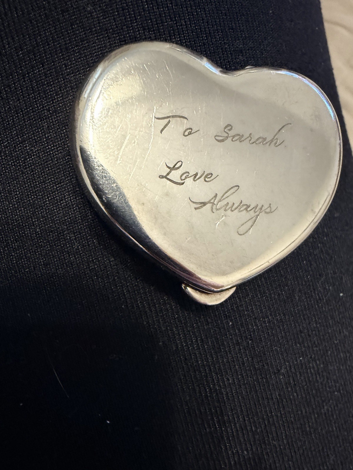 Authentic Tiffany & Co. Sterling Silver Heart Pill Box 1.5” Engraved Vintage