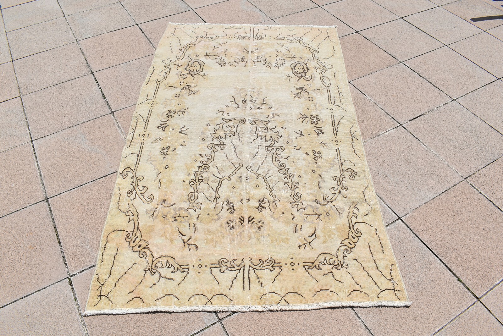 Turkish Oushak Rug 3’8 x 6’1 ft. Vintage Anatolian Oushak Muted Rug Area Rug