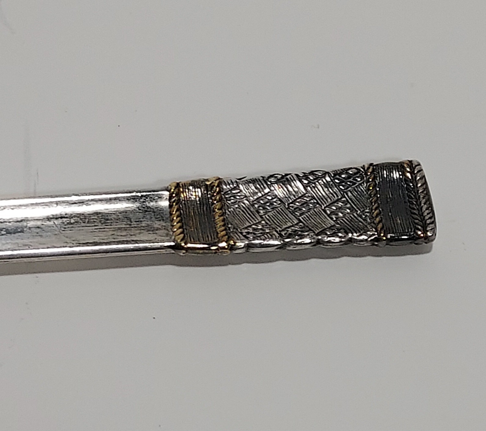 Wallace Aegean Weave 8″ Sterling Silver Fork With Gold Accents