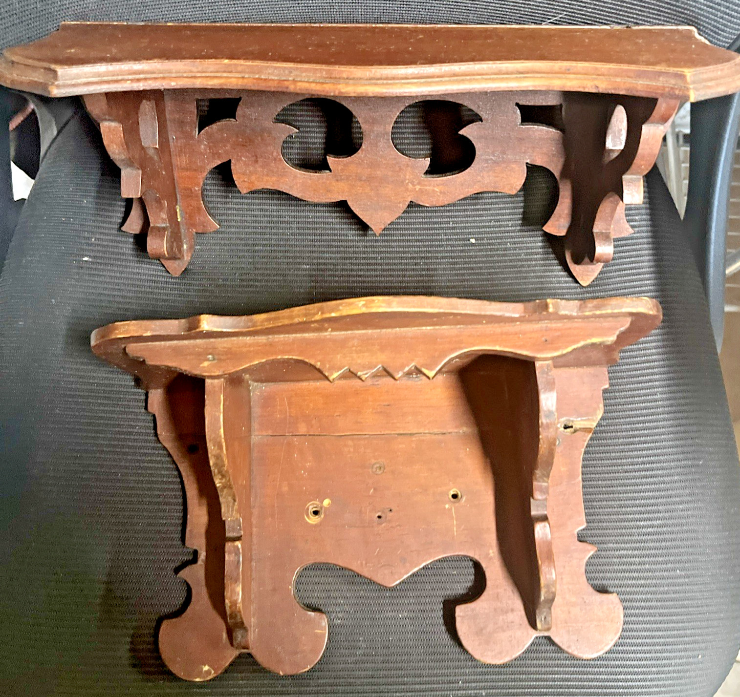 Antique Primitive Clock Shelves Pair