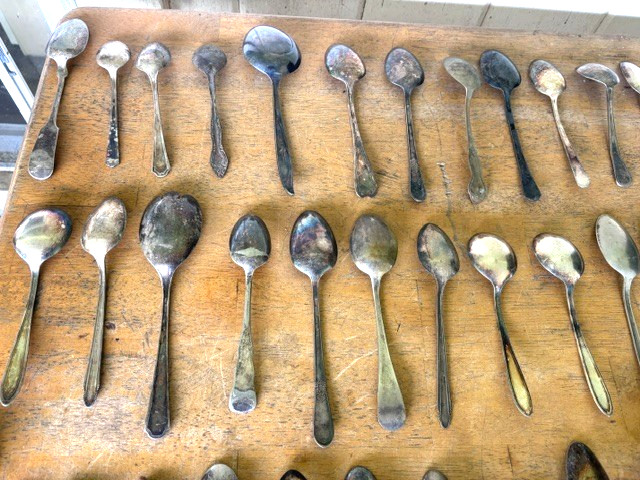 69 Piece Set Silverplate Mixed Patterns Large Spoons For Crafts