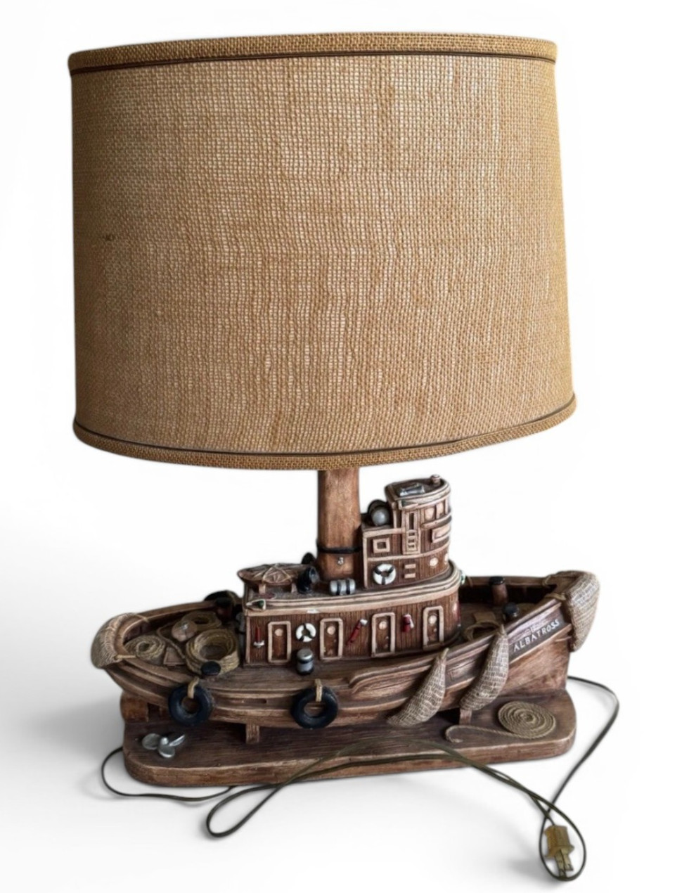 Apsit Bros Tugboat Lamp “Albatross” –20.5″ Nautical Folk Art beach house LARGE