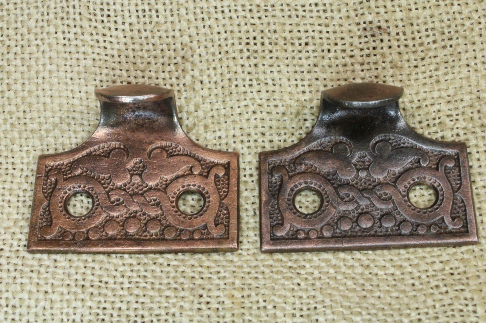 2 Old Window Sash Lifts Pulls BRASS Color Victorian 1880’s Interlaced Vines
