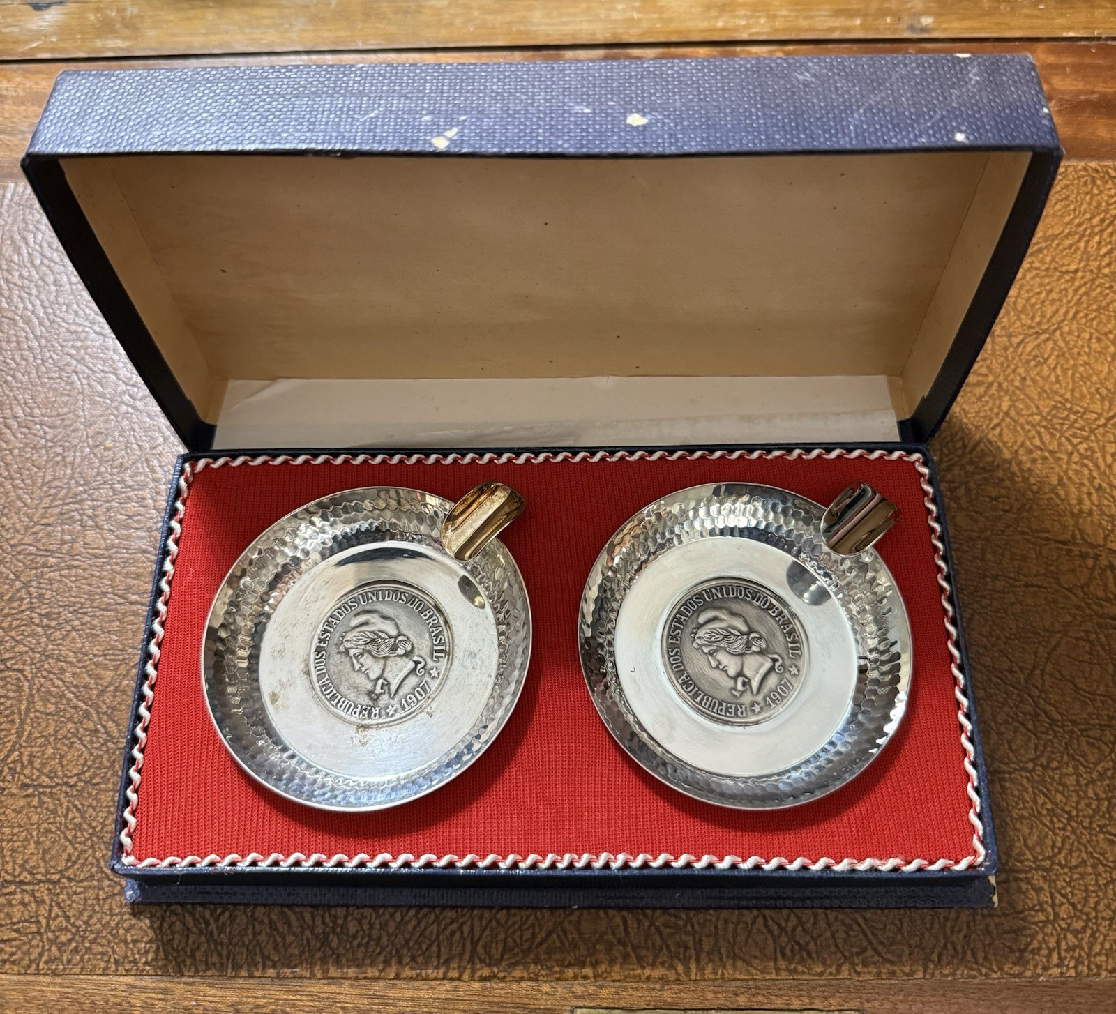 Vintage Belprata Set of 2 Silverplate Ashtrays