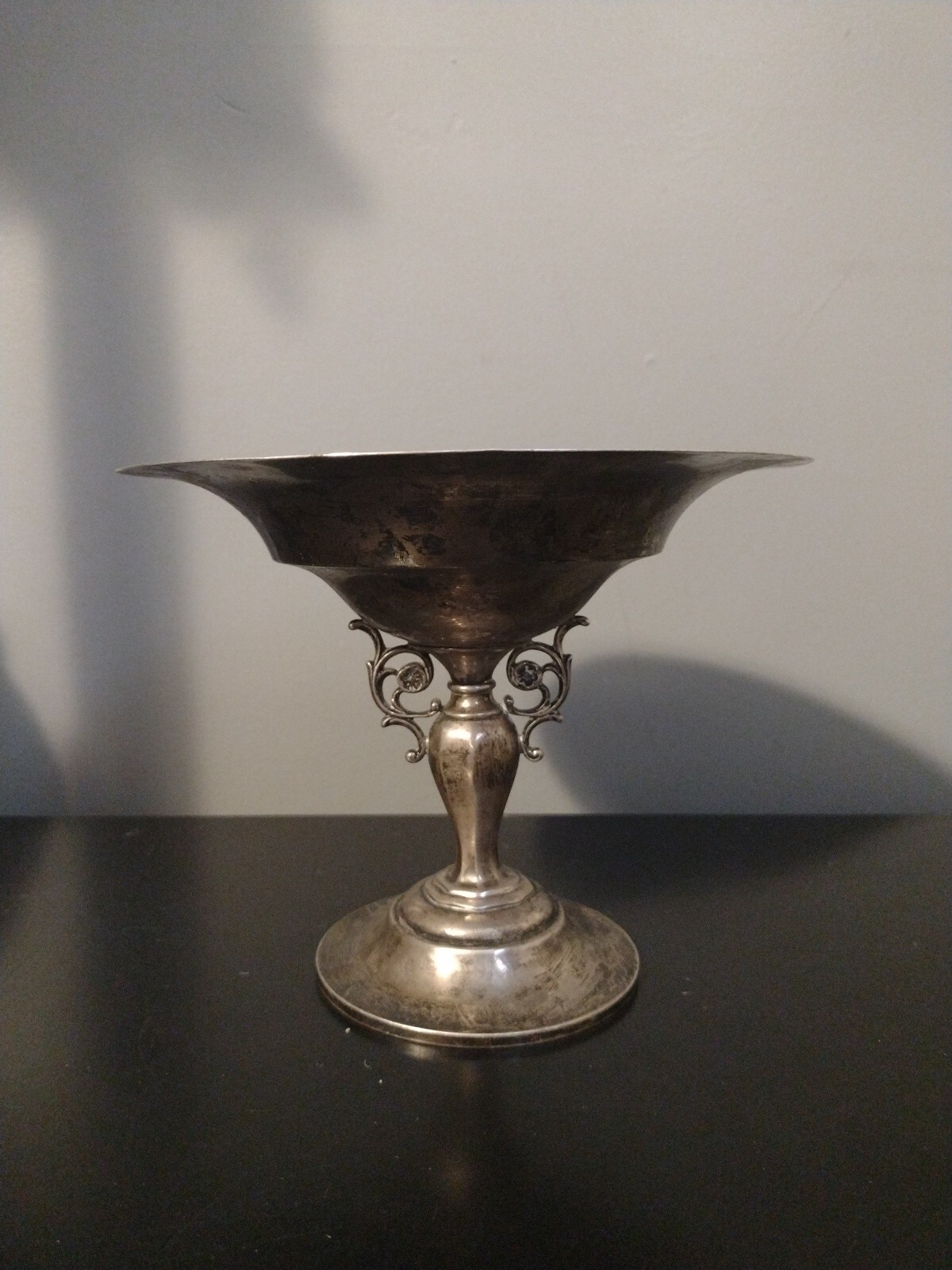RARE Antique Unknown Mark Sterling Silver Candy Dish 7.75″ Diameter 15263 Aged