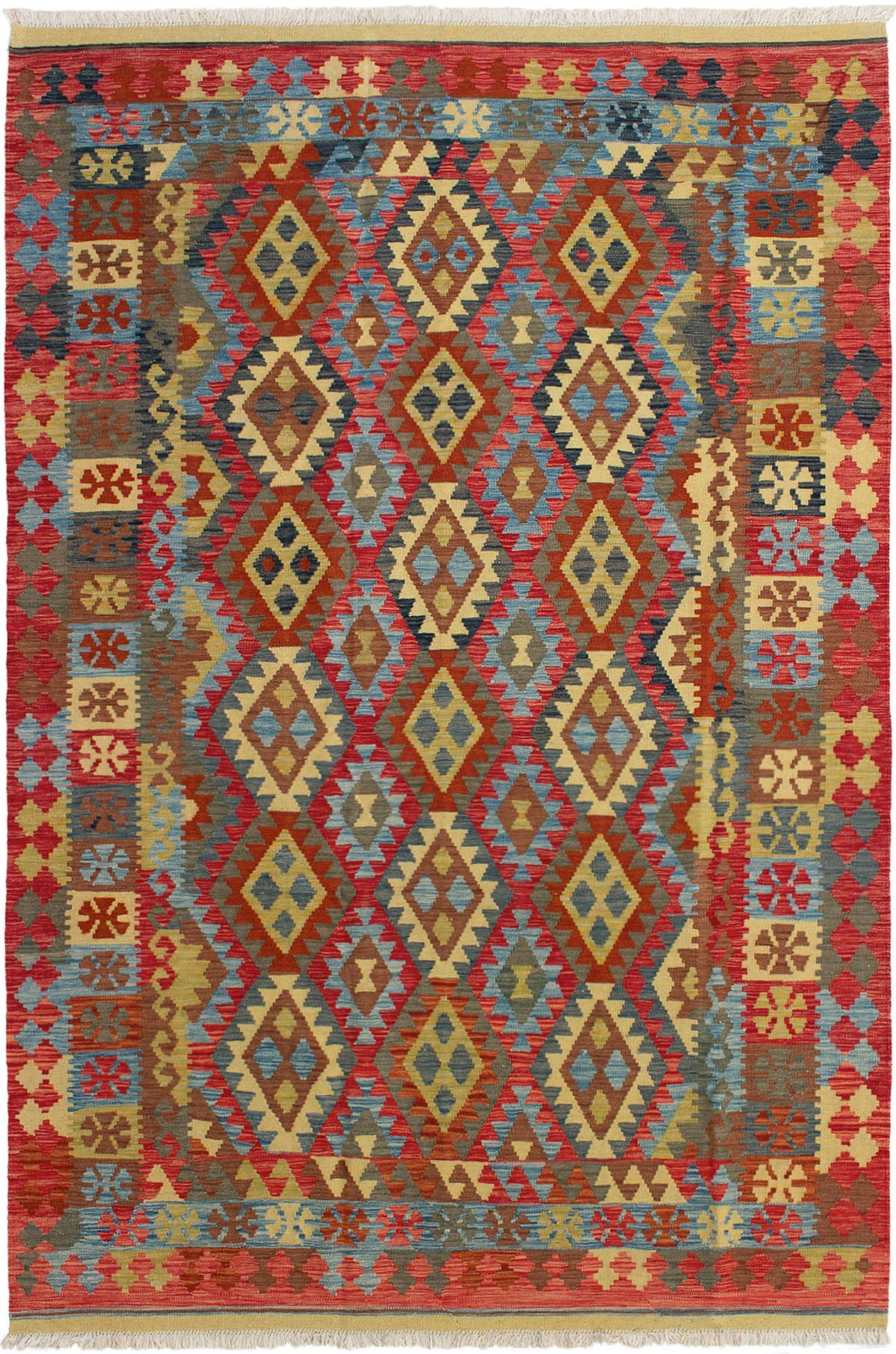 Vintage Hand Woven Area Rug 6’6″ x 9’8″ Traditional Wool Oriental Carpet