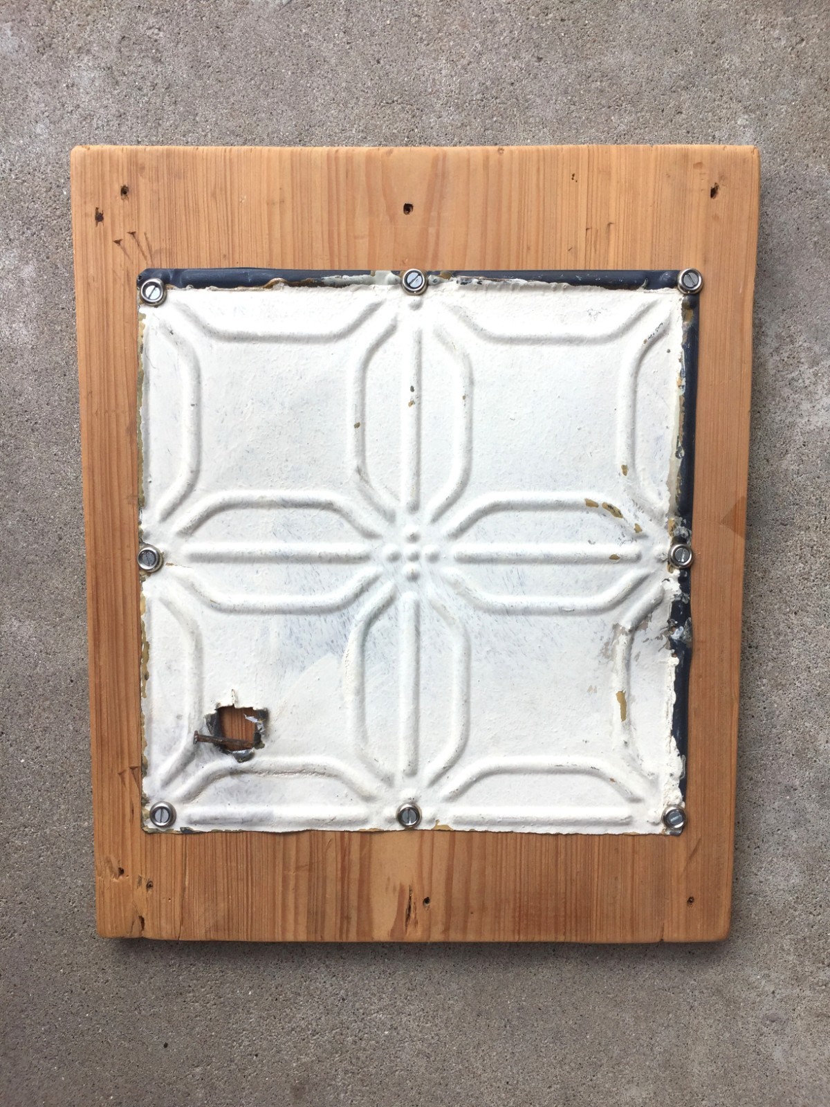 Tin Ceiling Panel Wall Art from Oldest Courthouse Illinois Salvage Repurposed