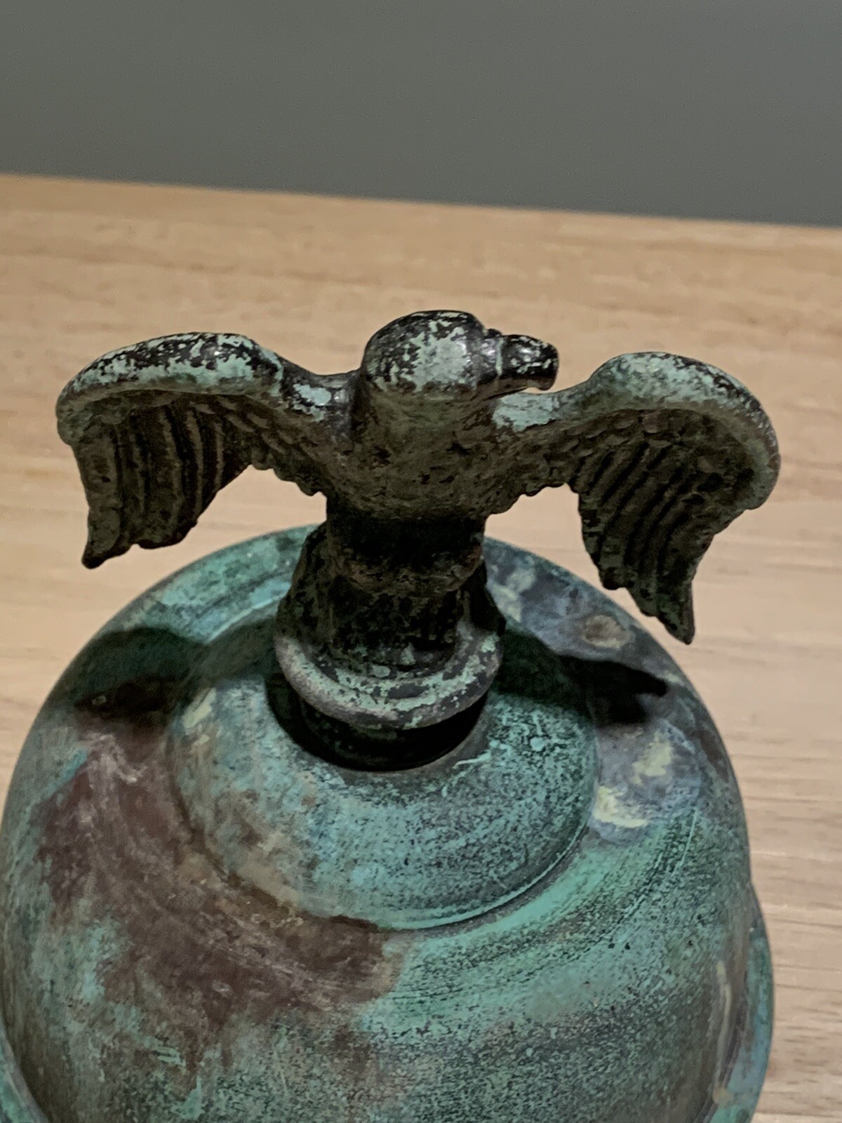 Old Eagle Topper, Finial, 2 Piece, Heavy Green Tarnish, Copper or Brass?
