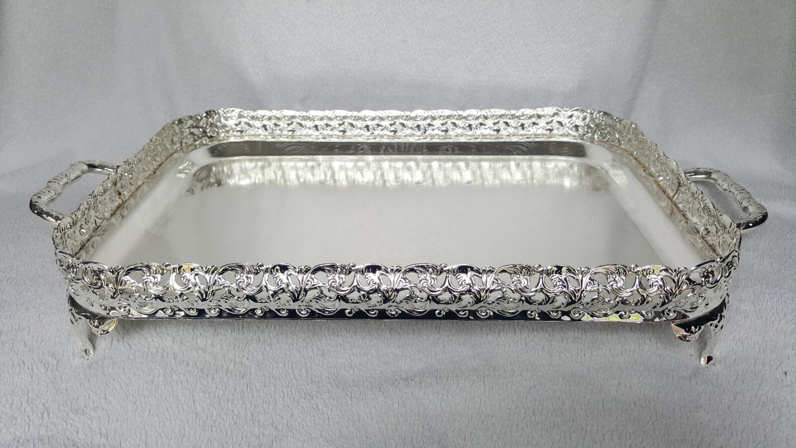 Silver Rectangular 40cm Large Tray Wedding VIP Decoration Italian Indian Style
