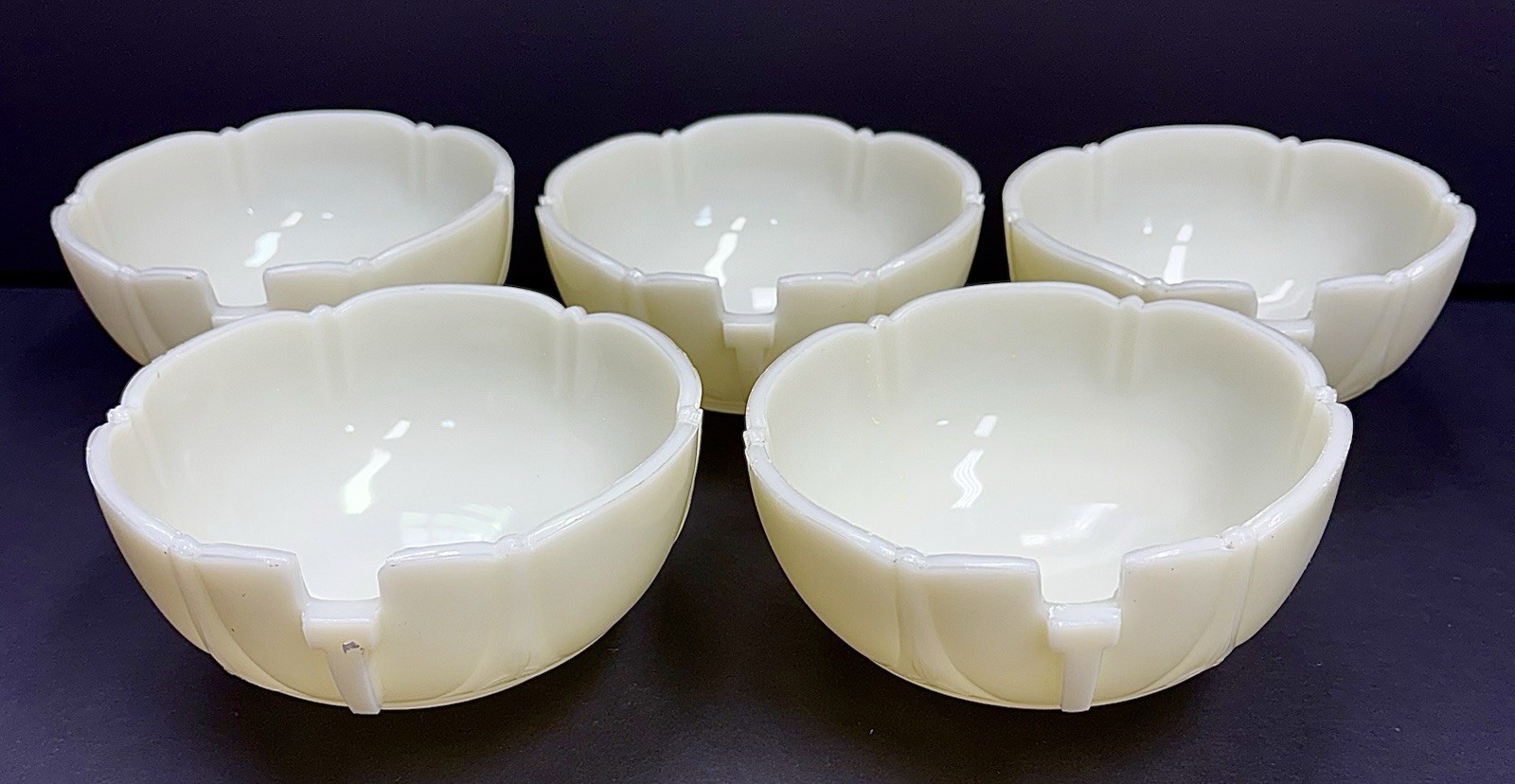Antique Original l920’s 30s lot Of 5 Art Deco Glass Chandelier SLIP SHADES Vtg