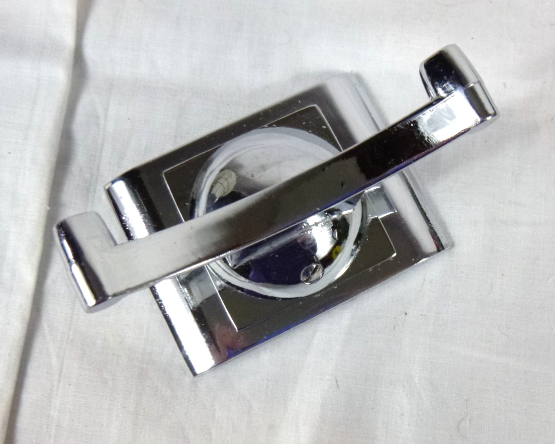 Vtg Mid Century MOD SHiny Chrome Double Robe Hook