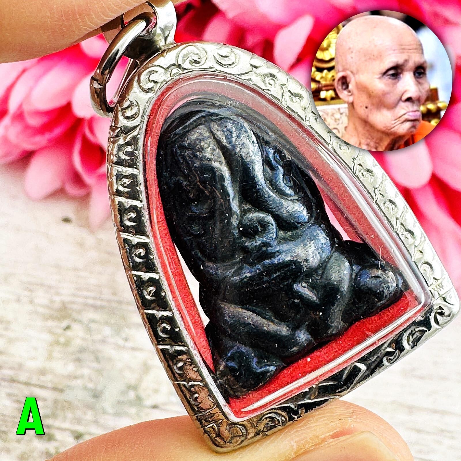 Leklai Kotipe Black Mekaphat 2side Yant Pidta Closed Eye Magic Thai Amulet 18347