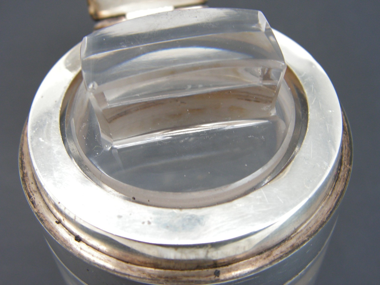 ANTIQUE WWI 14th NOVEMBER 1918 LARGE SILVER TOPPED VANITY DRESSING TABLE JAR