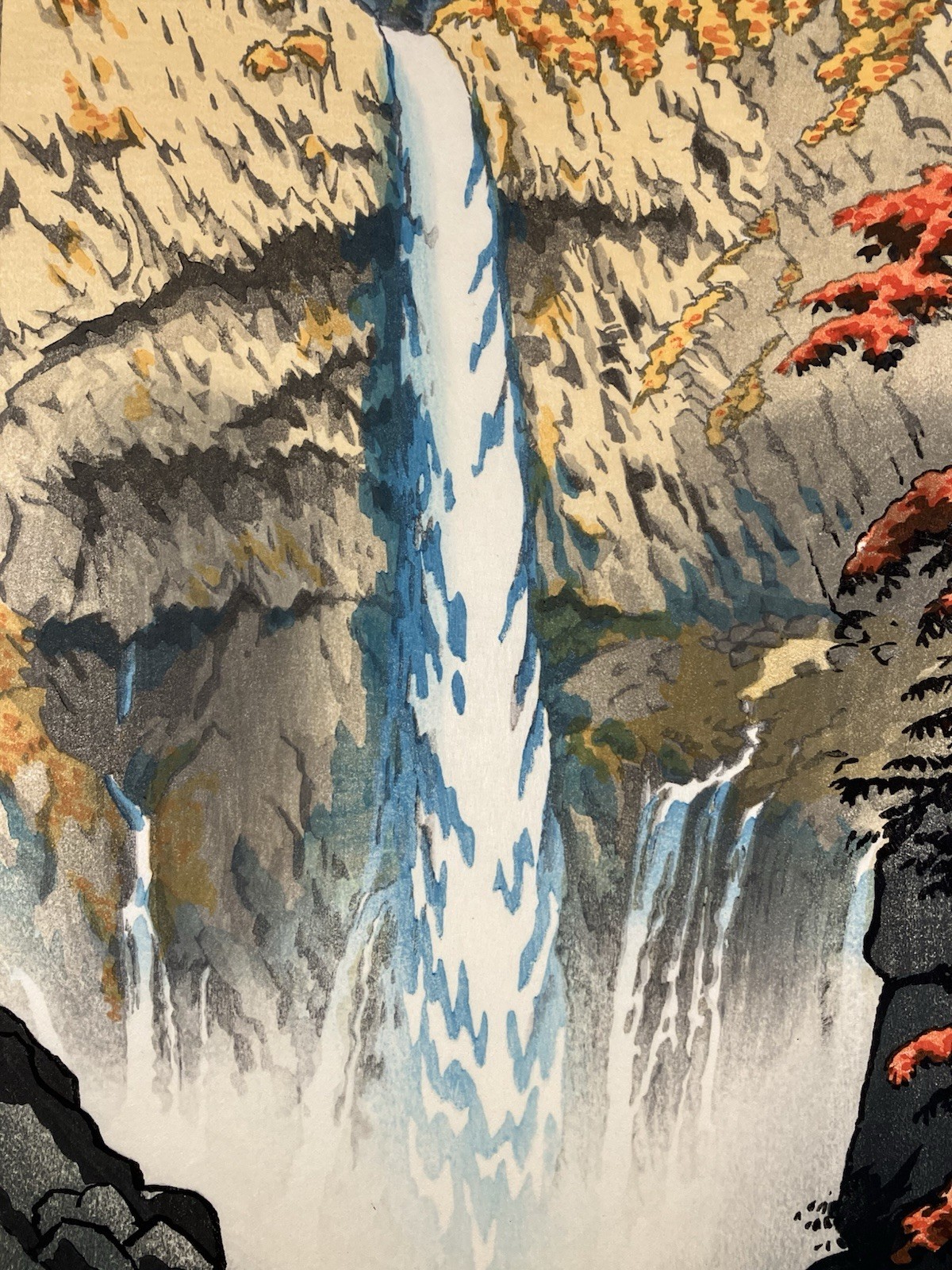 Kasamatsu Shiro Woodblock Print “Kegon Waterfall at Nikko” Shin-hanga