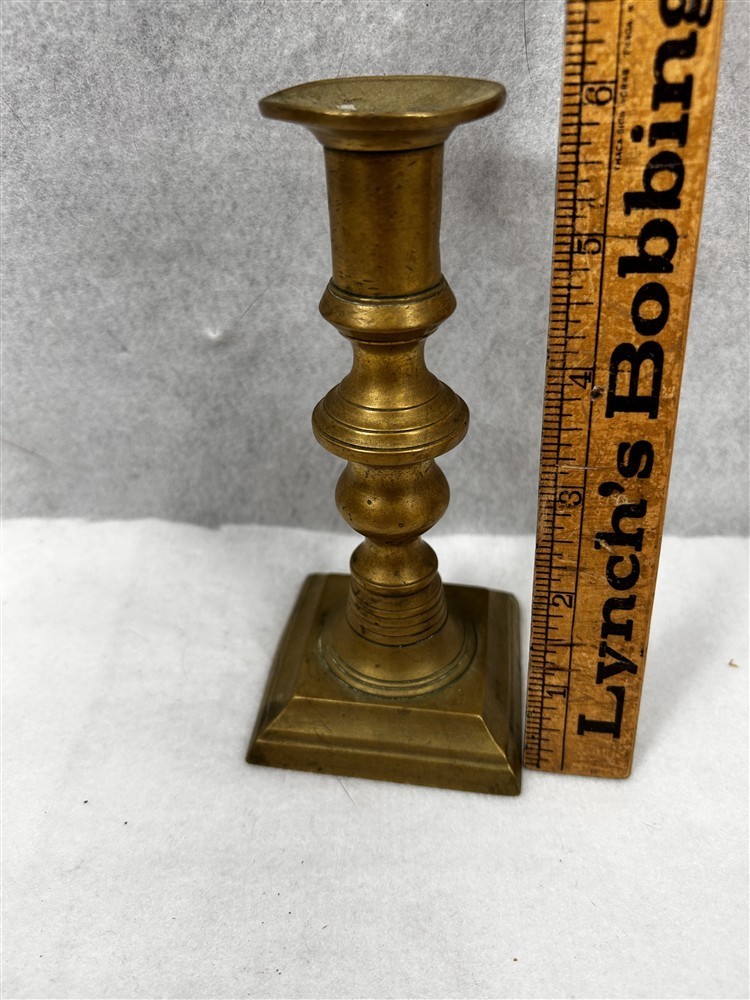 antique brass pushup candle stick 6 in. high early 1800s original