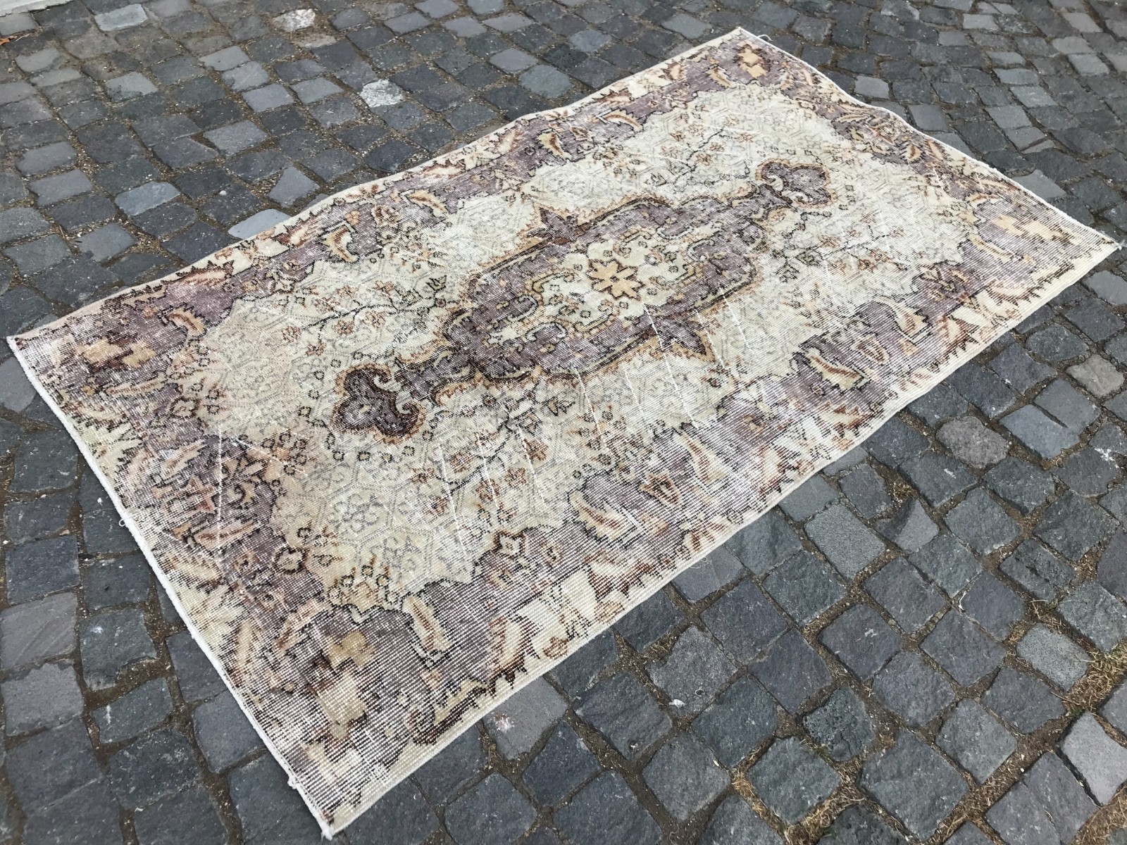 Bohemian Area Rug Handmade Wool Rug Turkish Vintage Traditional Rug 3,7 x 6,4 ft