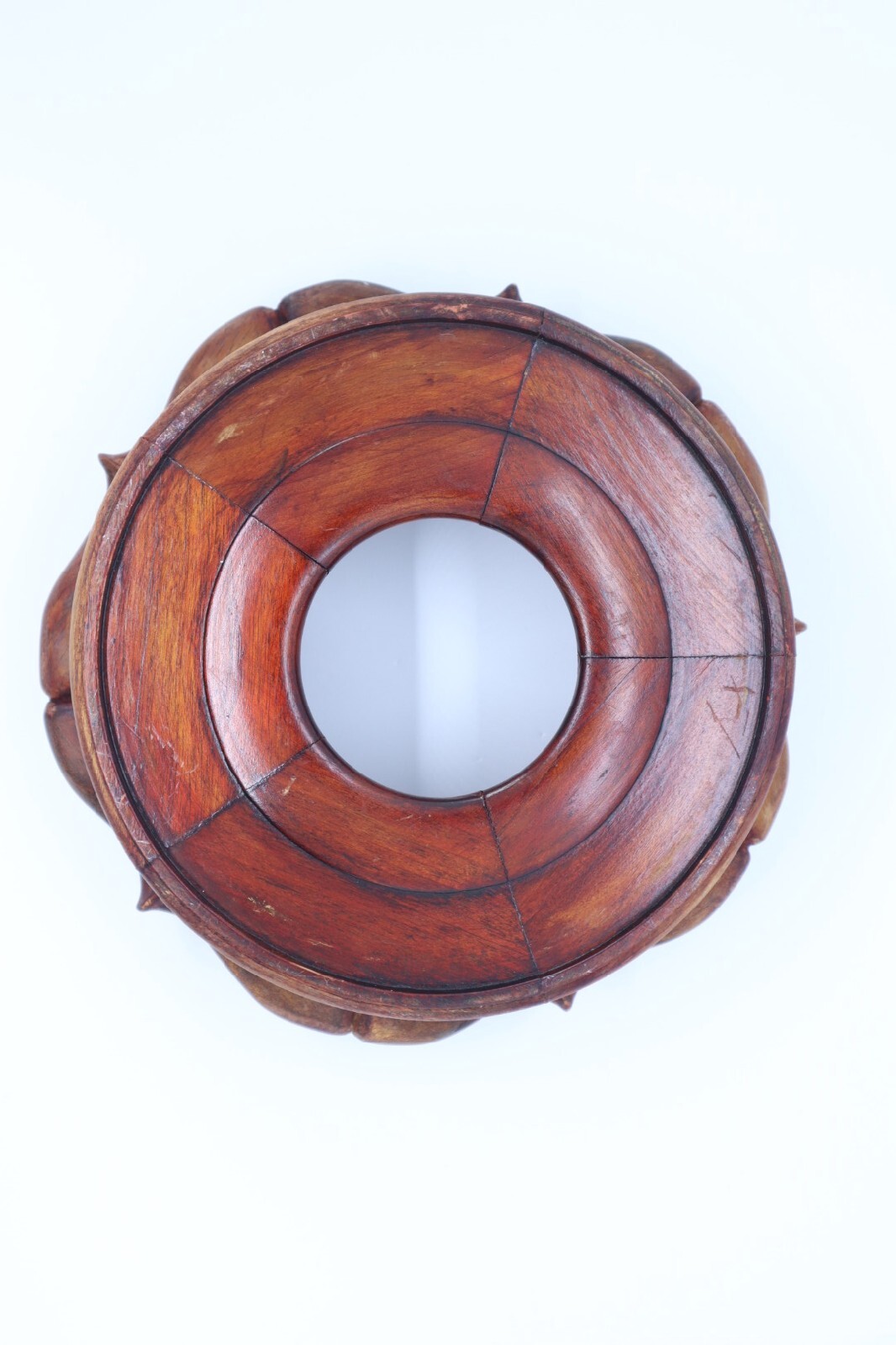 Vintage Old Chinese Carved Wooden Vase or Bowl Stand, Inner diameter 15.2cm