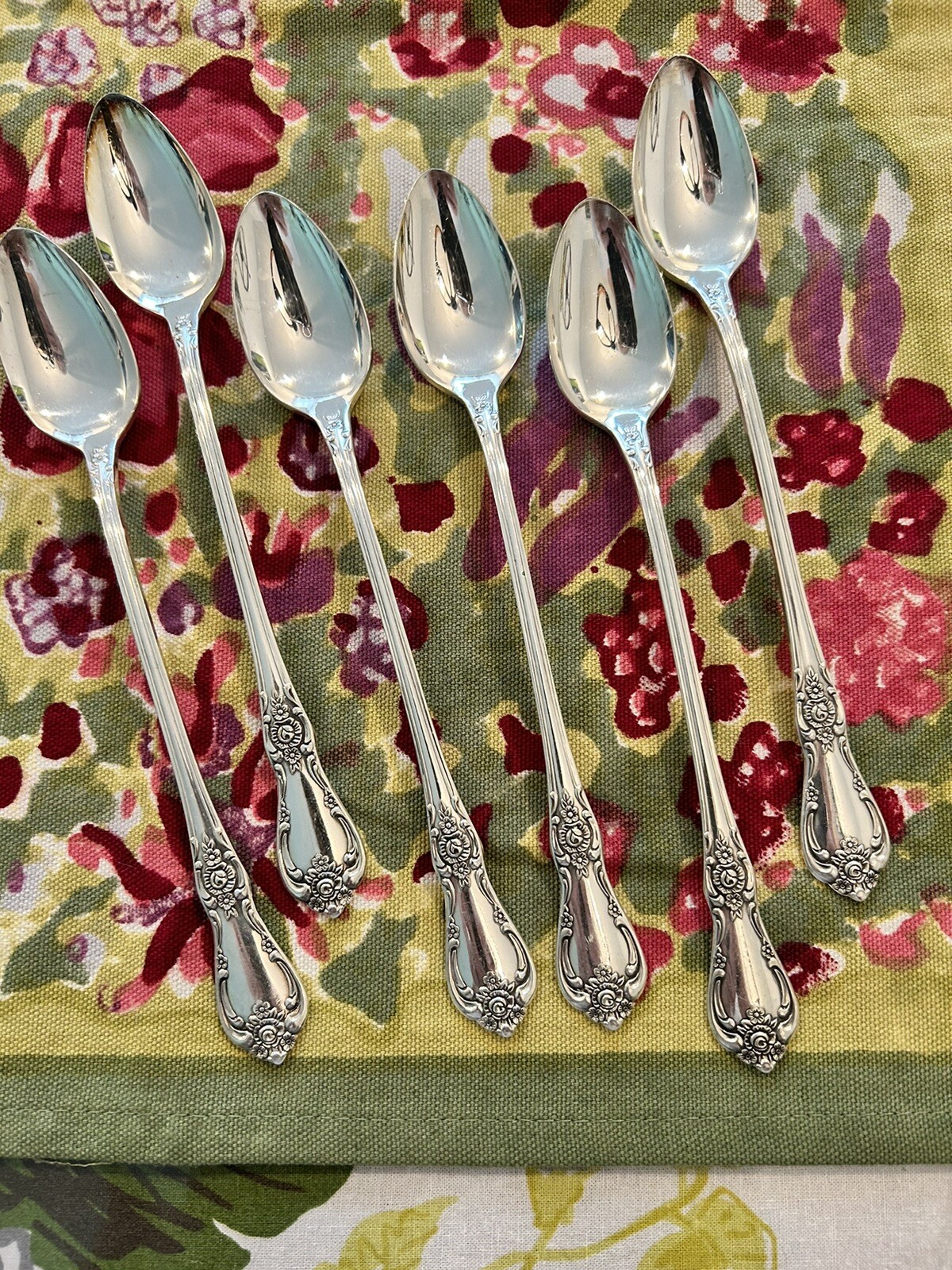 Wm. Rogers Oneida 60s Silverplate VANESSA FRANCESCA Set of 6 Iced Tea Spoons