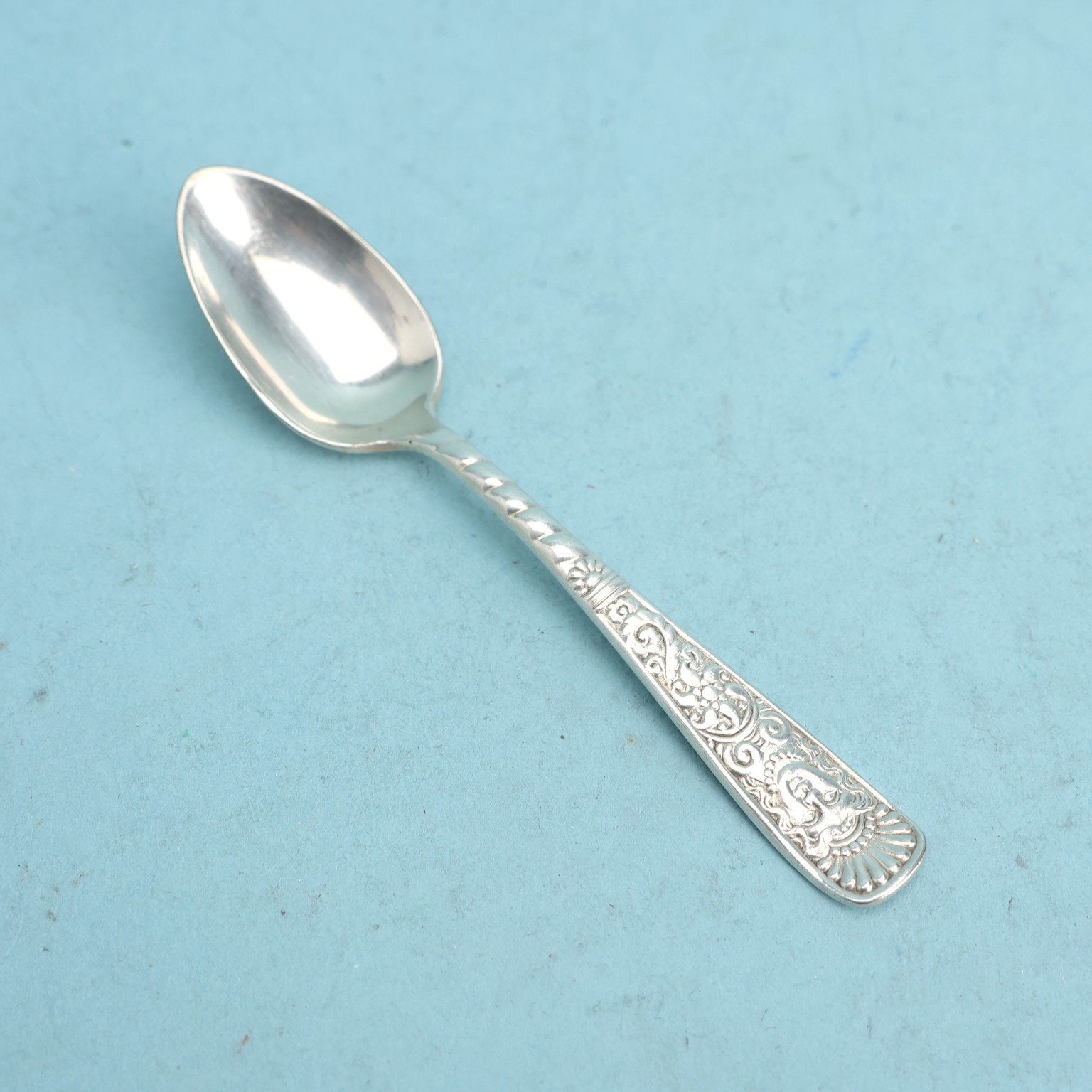 Assyrian Head (1886) Silverplate Demitasse Spoon Aesthetic Movement No Monogram