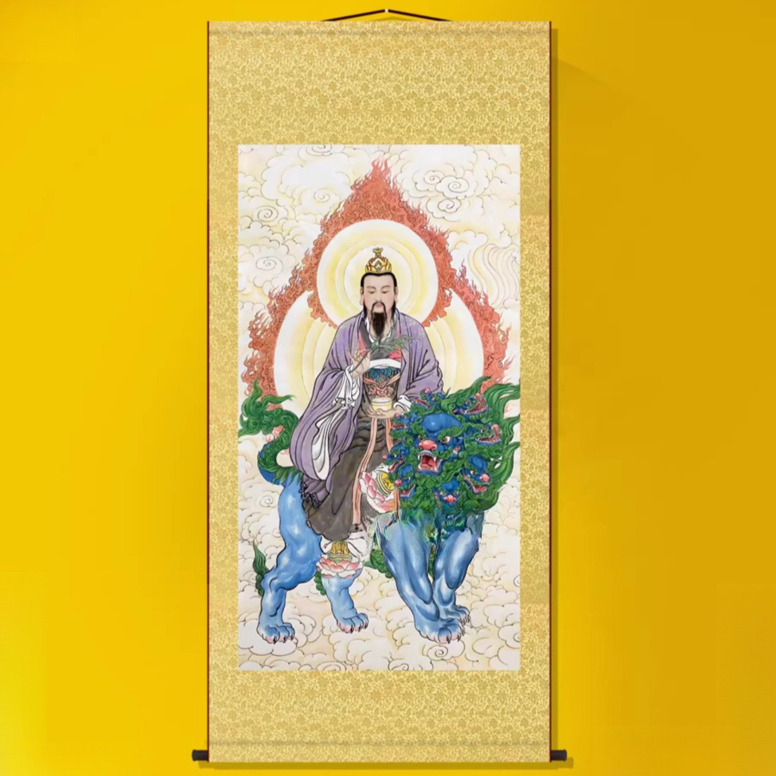 Taiyi Tianzun Statue Silk Scroll Painting 100cm 39in Enshrine Decor Painting