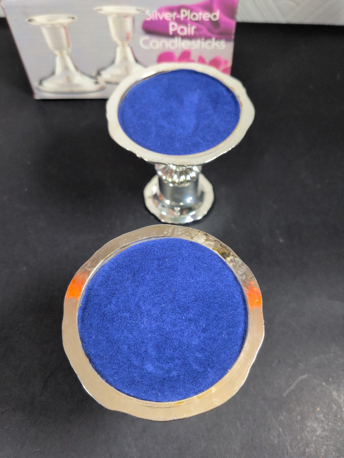 Vintage Silver Plated Candlesticks Boxed Pair Decorative Candle Holders