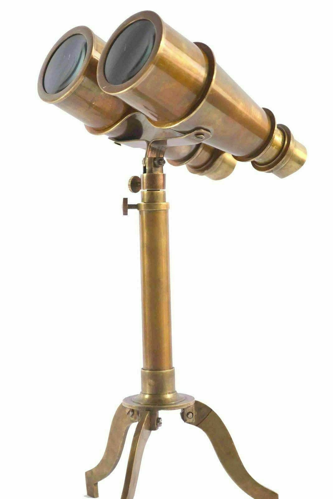 Antique Marine Table Standing Astor Brass Telescope Binocular With Tripod