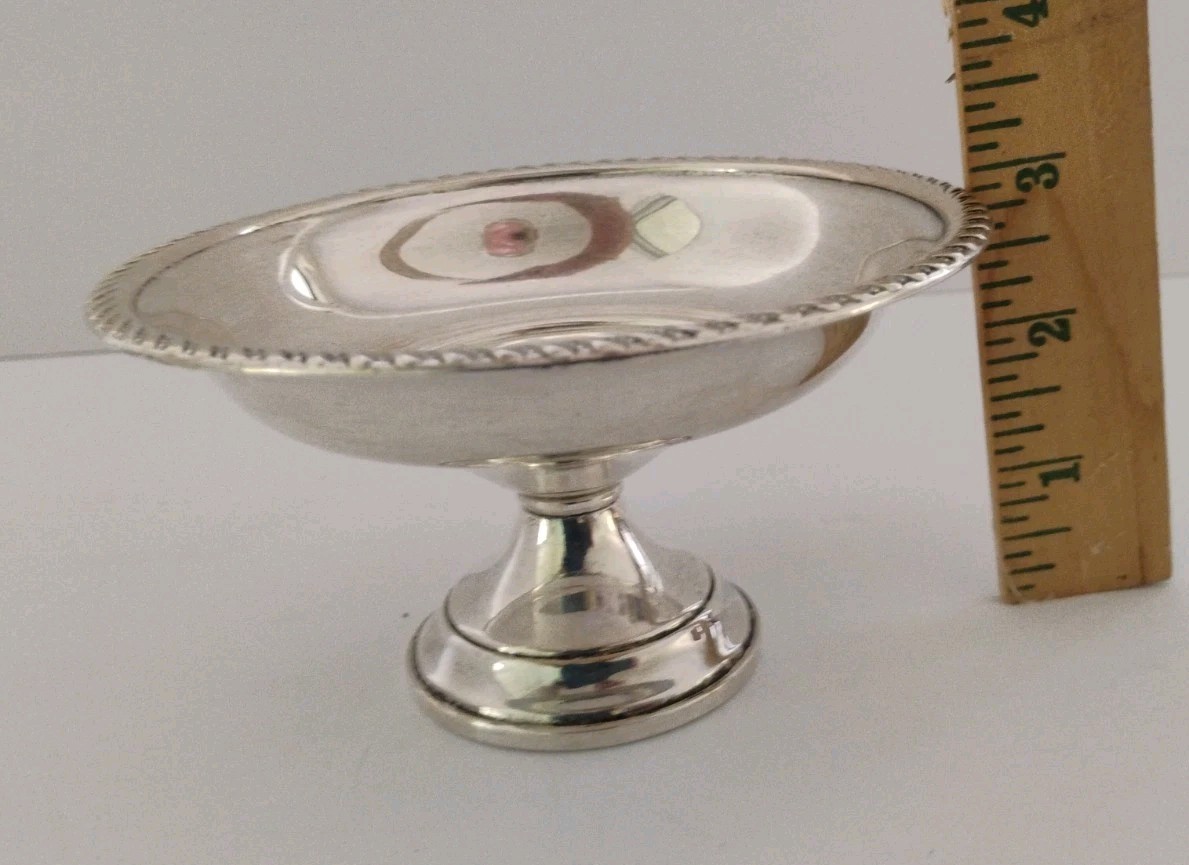 Preisner Sterling Silver Weighted Rope Edge Compote Footed Bowl Candy Dish 121g