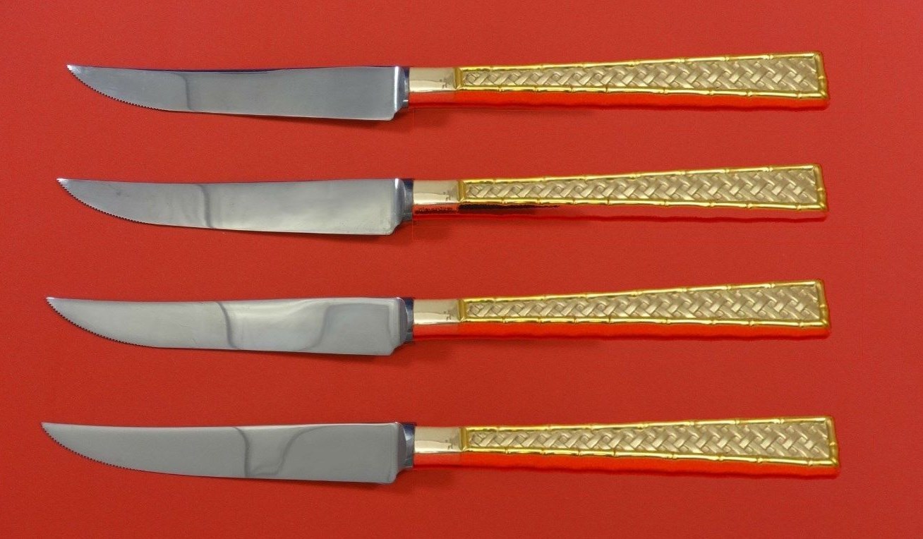Golden Tradewinds by International Sterling Silver Steak Knife Set 4pc Custom