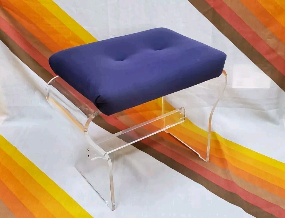 Mid Century Modern Lucite Bench Hill Manufacturing Waterfall Bench