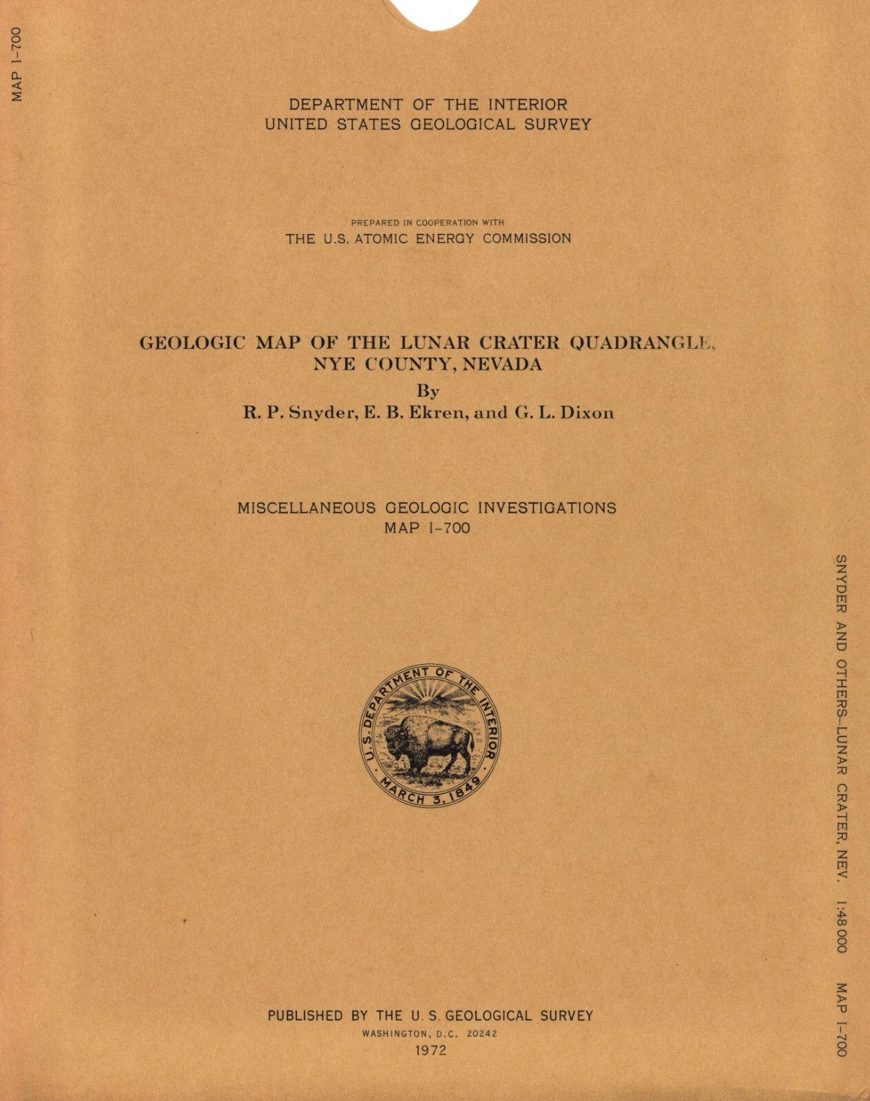 USGS Geologic Map: Lunar Crater Quadrangle, Nye County, Nevada