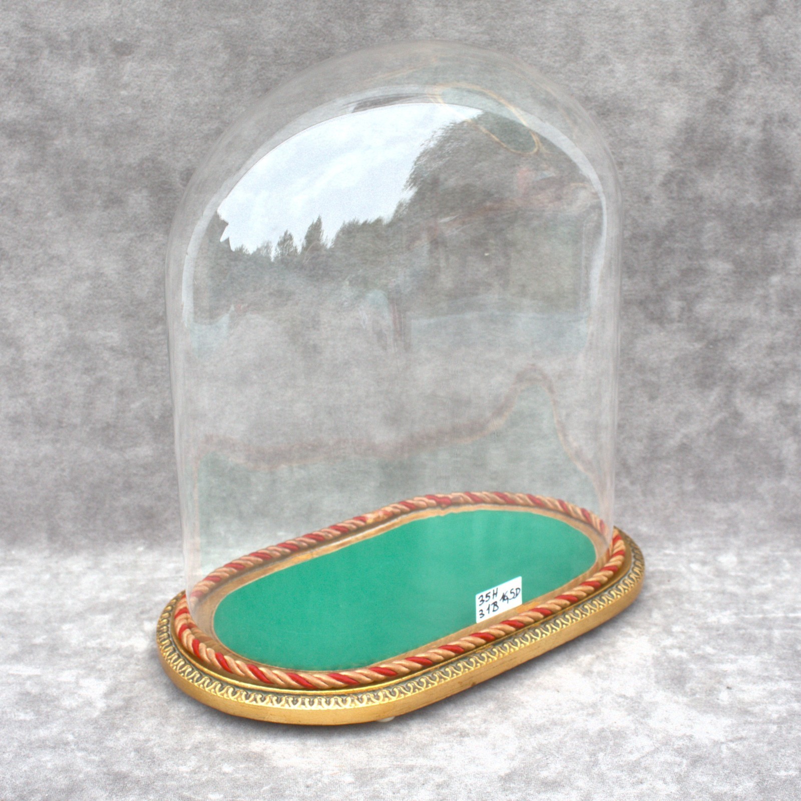 Vintage retro oval glass dome 13.78 x 12.20 x 6.50″ cloche globe 35 x 31cm x16,5