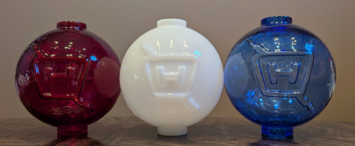 Red, White, and Blue Glass Fenton Lightning Rod Ball PATRIOT COLLECTION