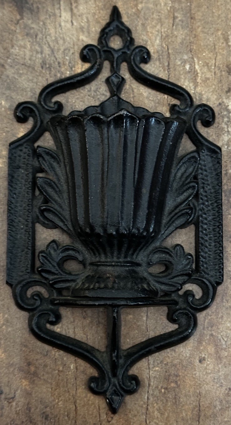 Antique Cast Iron Match Safe Holder Striker Wall Pocket Patent Jan 15 1867 #220U