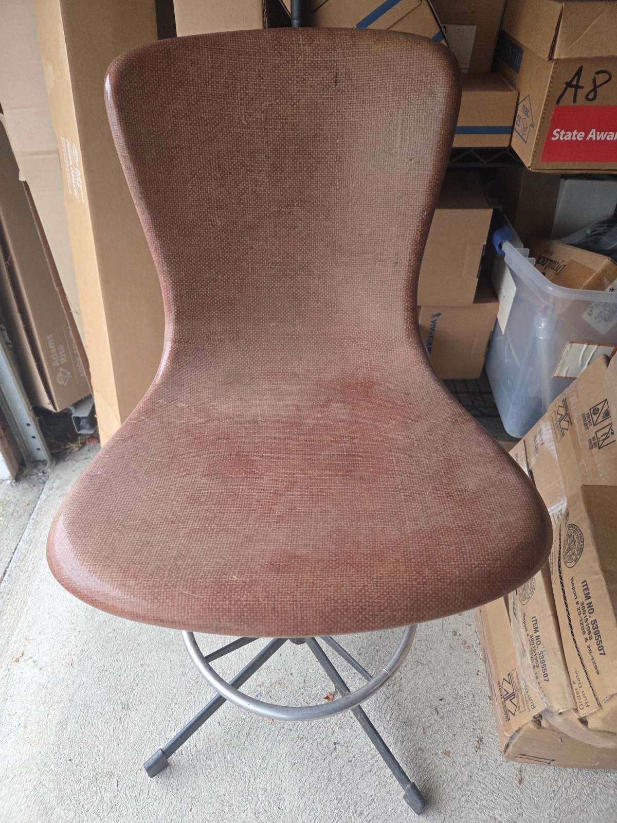 Vintage Cosco Draftsman Fiberglass Shell Chair Brown Mid Century 1970s SEE