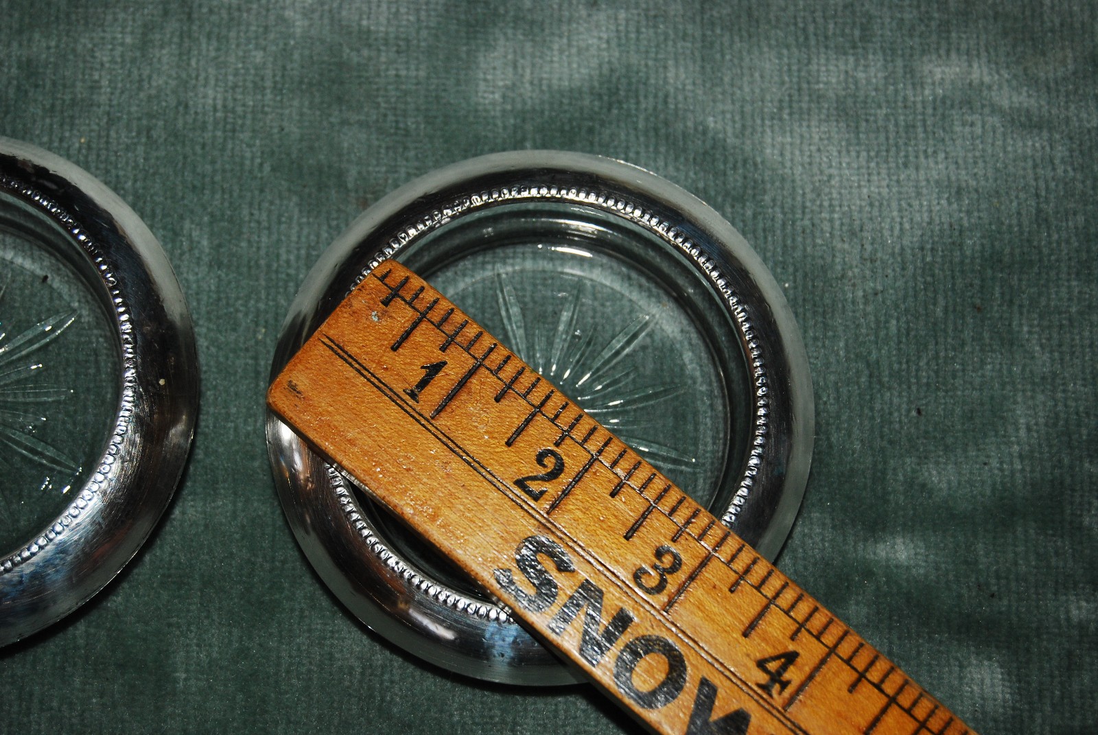 2 Frank M. Whiting & Co Sterling Silver 04 Pat Pending Glass Coasters – Vintage