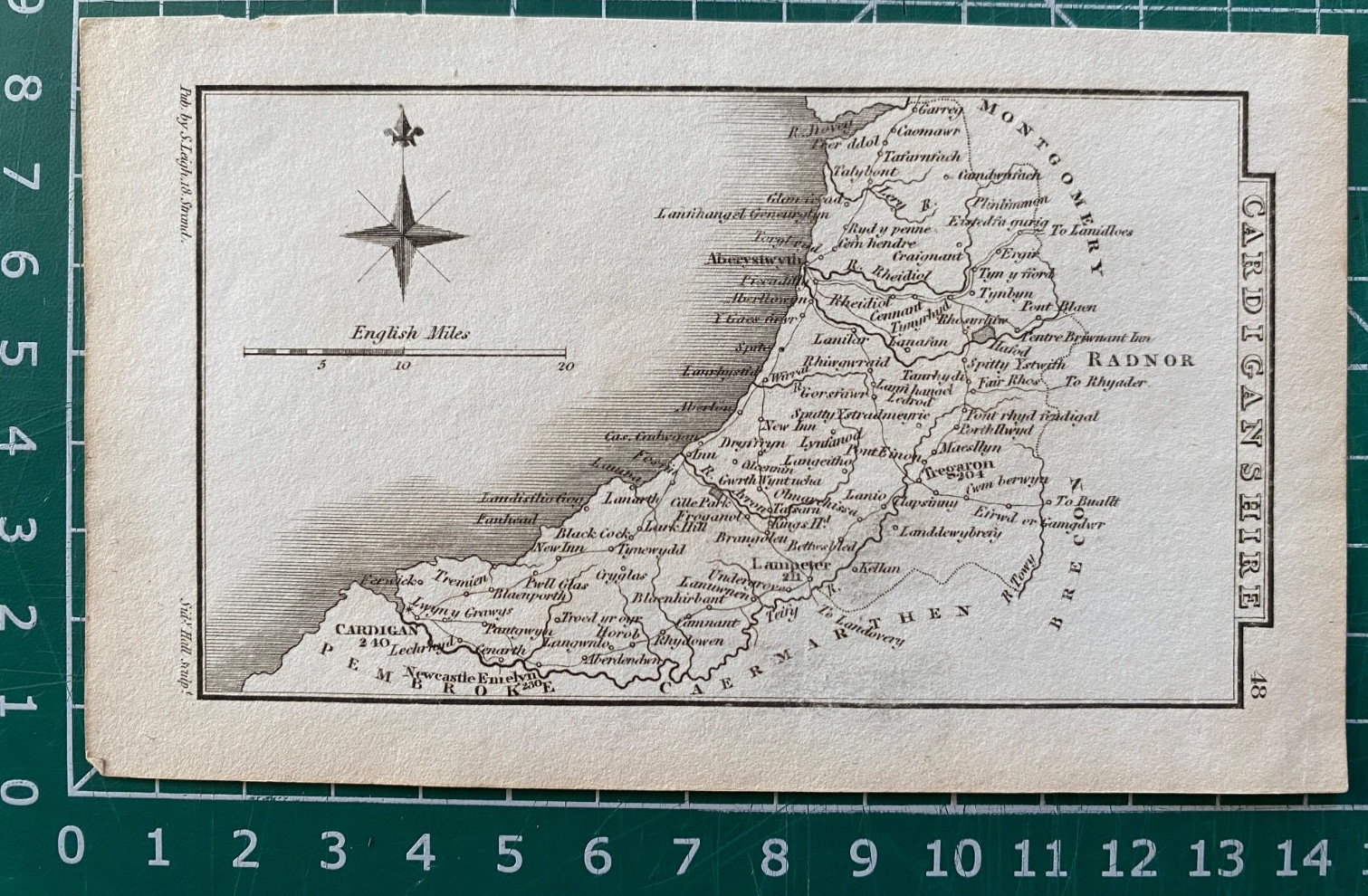 1820 Antique Map; Cardiganshire, Wales by Leigh / Hall