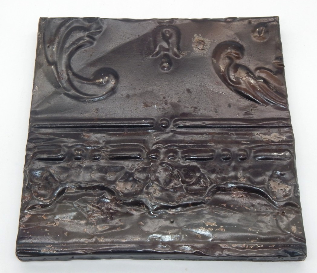 Antique Metal Tin Ceiling Framed Tile 11 x 11 Salvaged Ceiling New York City