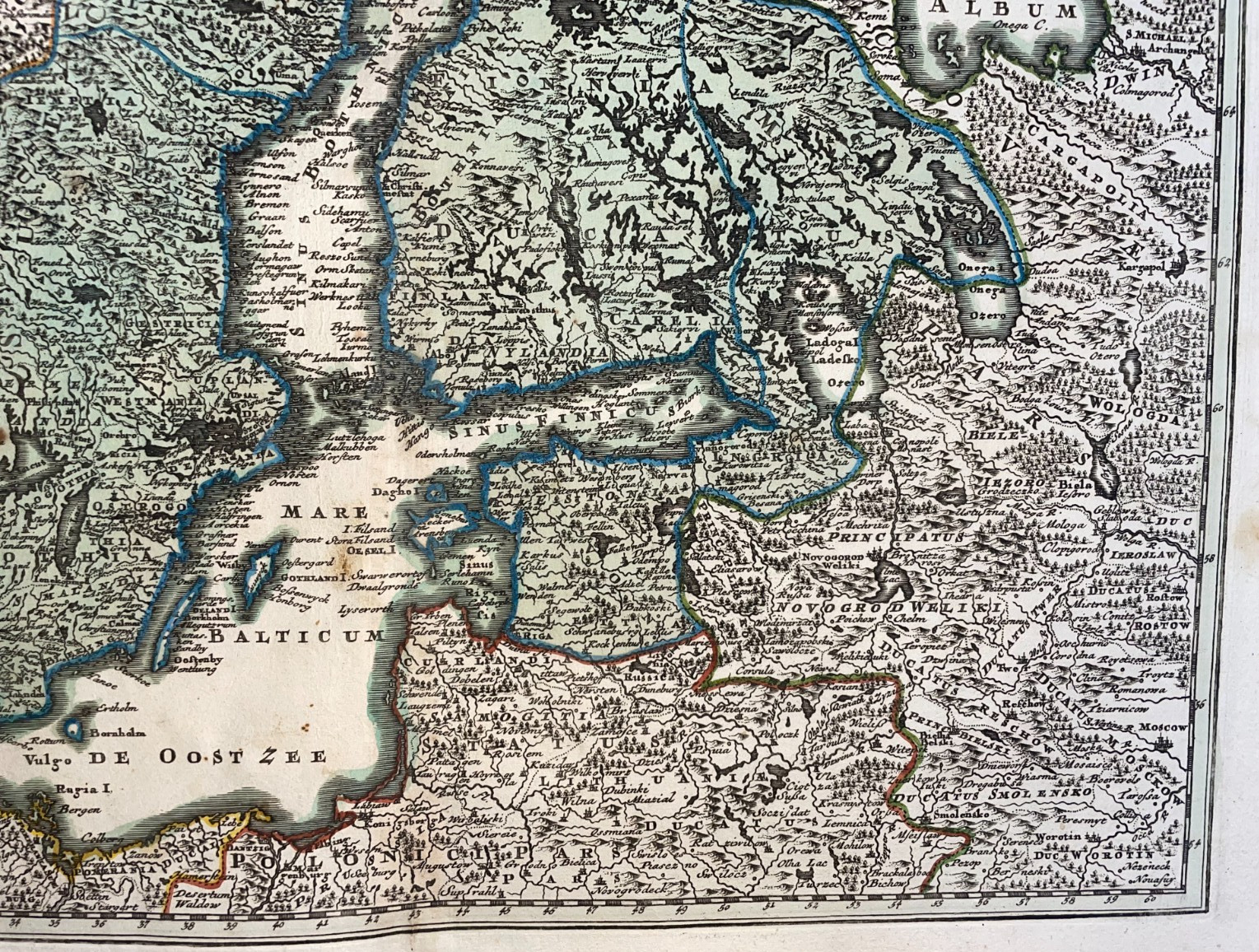 SCANDINAVIA 1719 CHRISTOPHER WEIGEL LARGE ANTIQUE MAP 18TH CENTURY