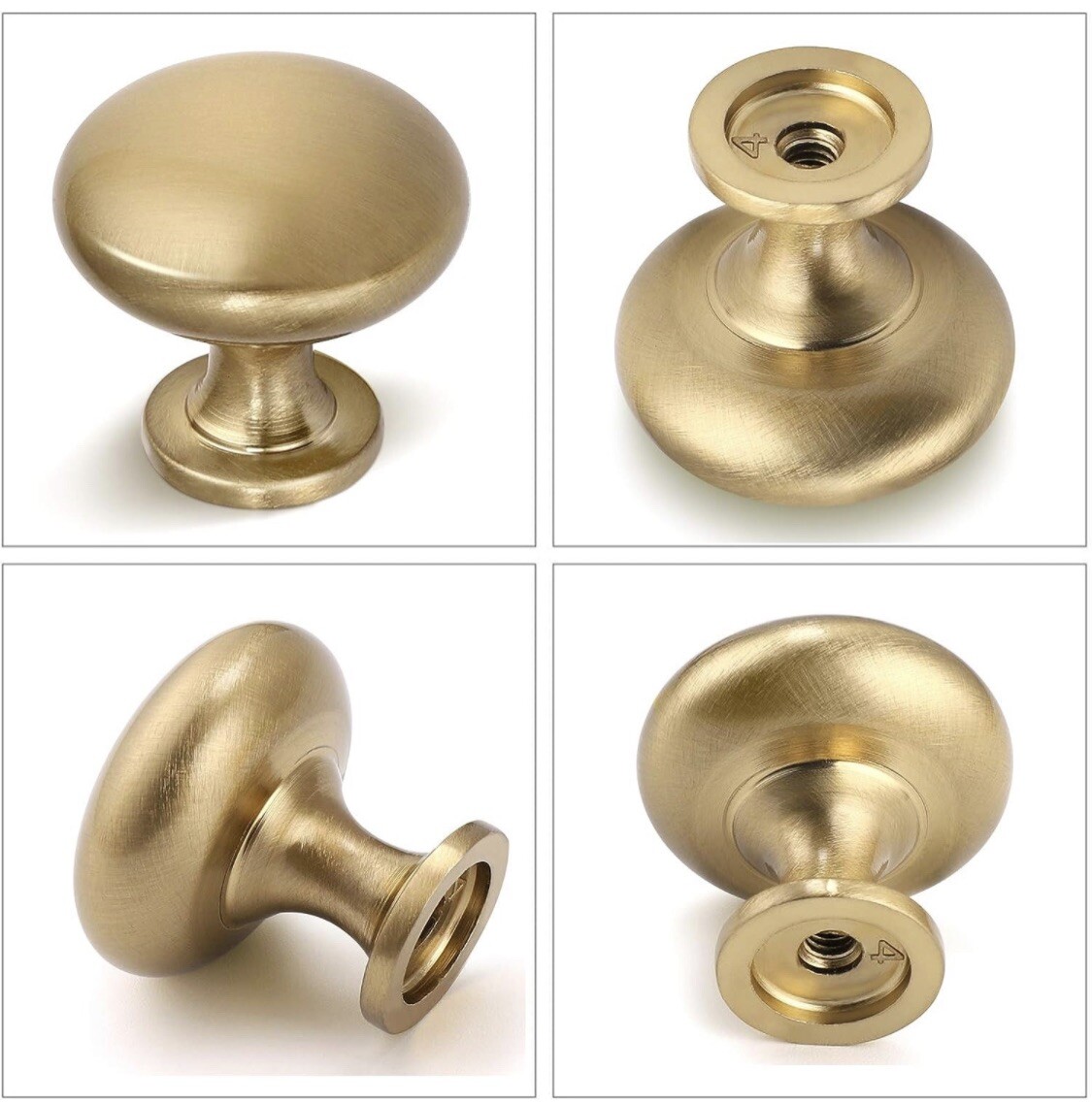 5 Pack Brass Cabinet Knobs and Pulls Solid,Aged Gold Round Knob,Champagne Bronze