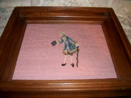 Victorian Deep Walnut Frames Needlepoint French Couple Romantic Pink Pair