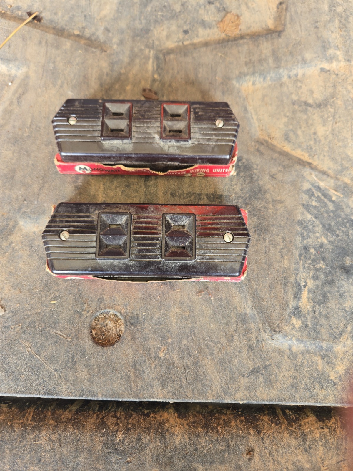 Vintage Lot Of 2 New Old Stock Monowatt All In One Surface Mount Receptacle