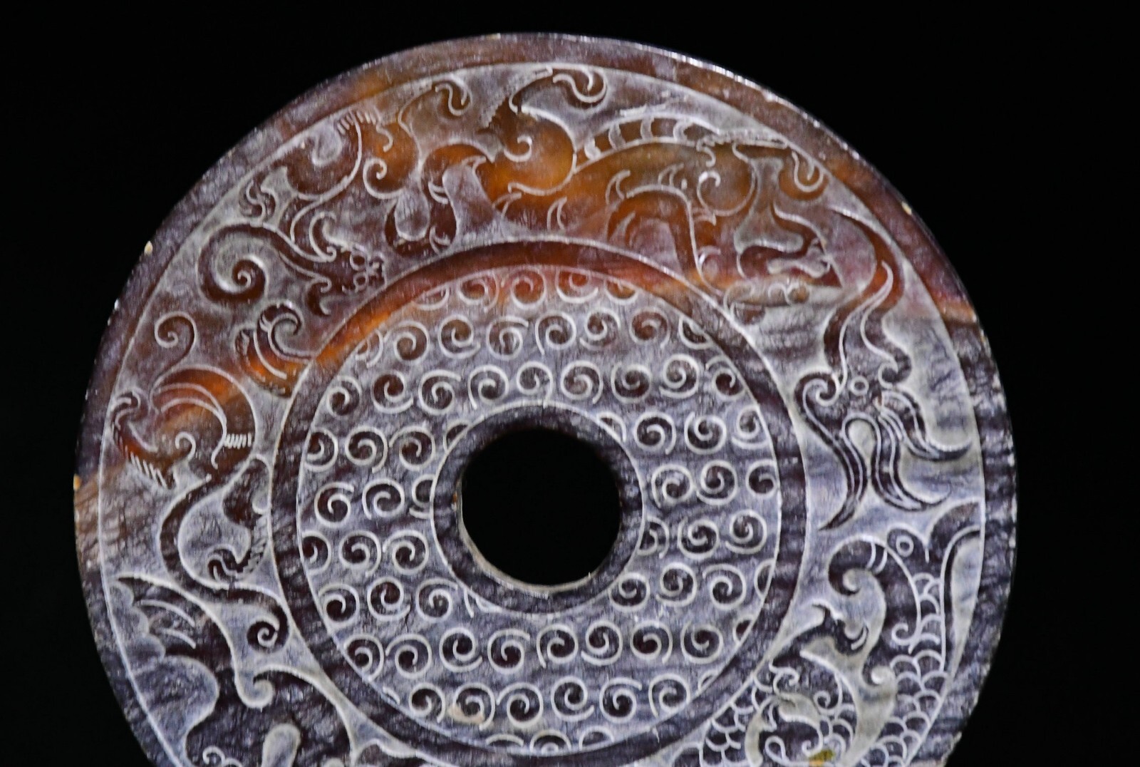 9CM Old Han Dynasty Natural Hetian Jade Carved Beast Animal Pattern Yubi Jade-bi