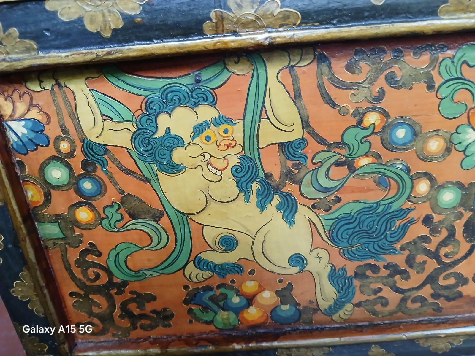 Antique Tibetan Monk Prayer Table Alter Table with Kyung-bur 3D relief work