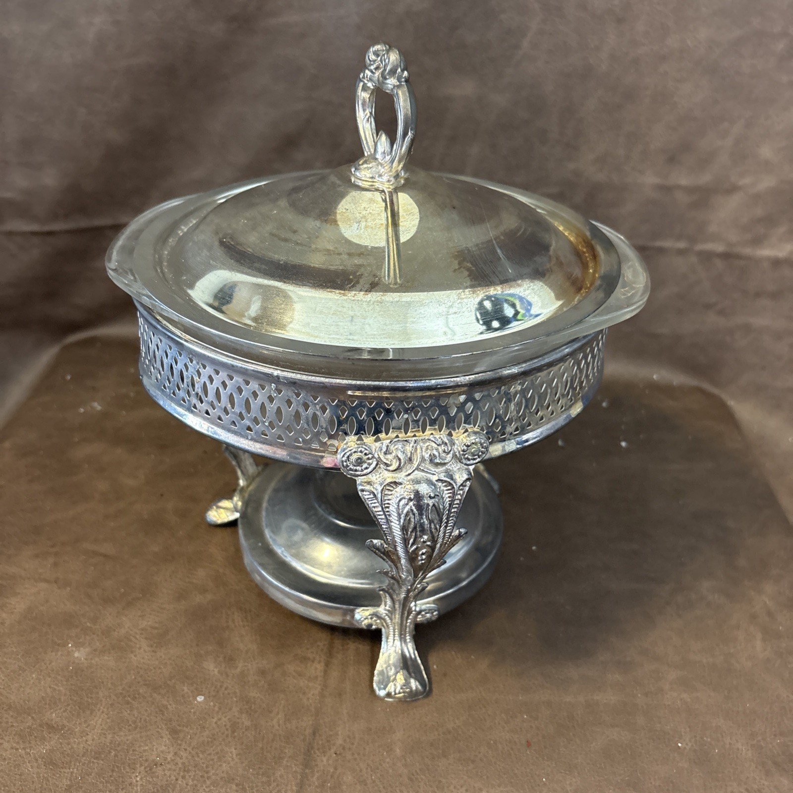 Vintage Marinex Regal Silverplate Chafing Dish Warming Server Glass Insert