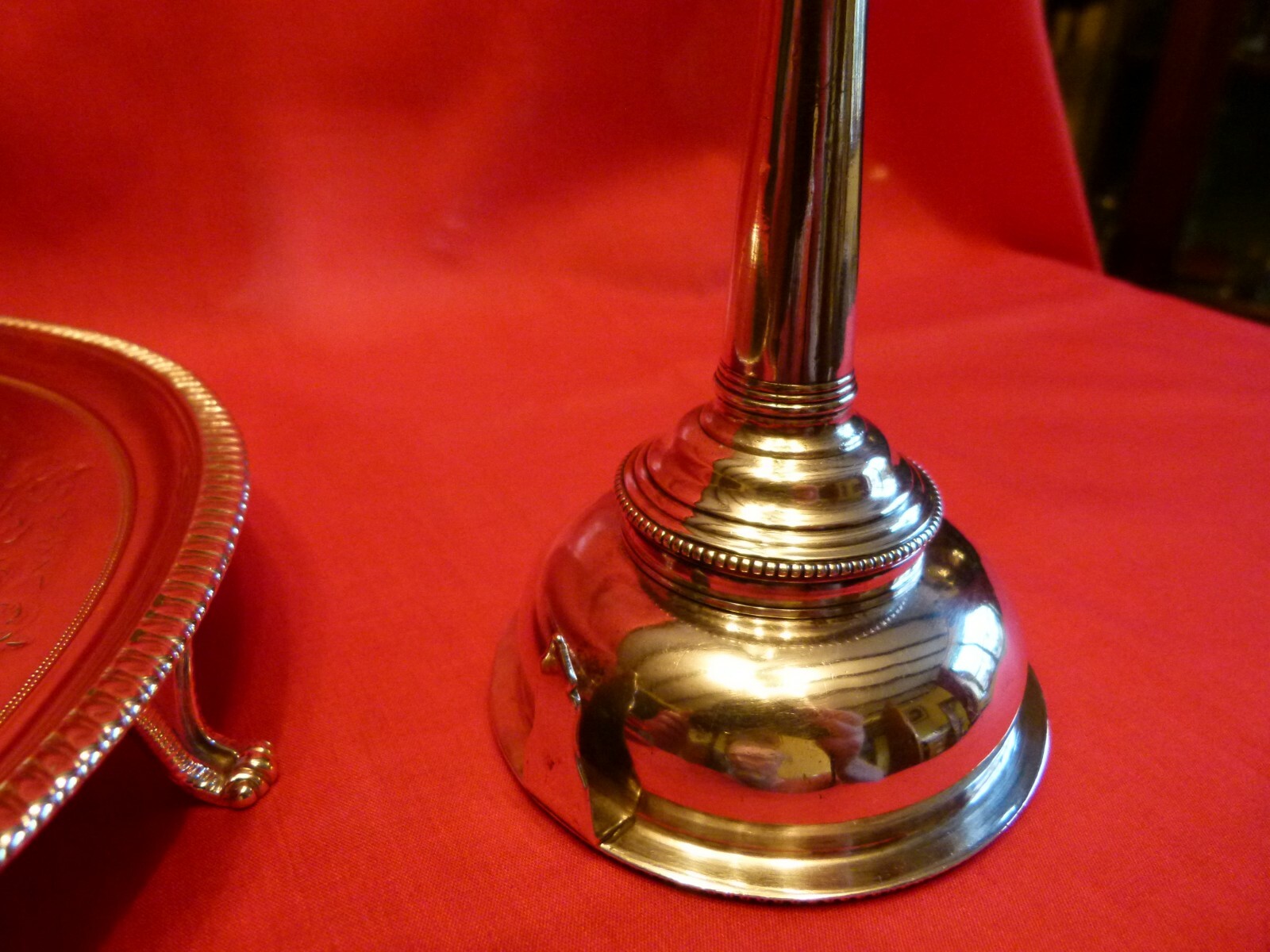 RARE HESTER BATEMAN GEORGIAN 1775 SOLID SILVER WINE FUNNEL & DECANTER TRAY.
