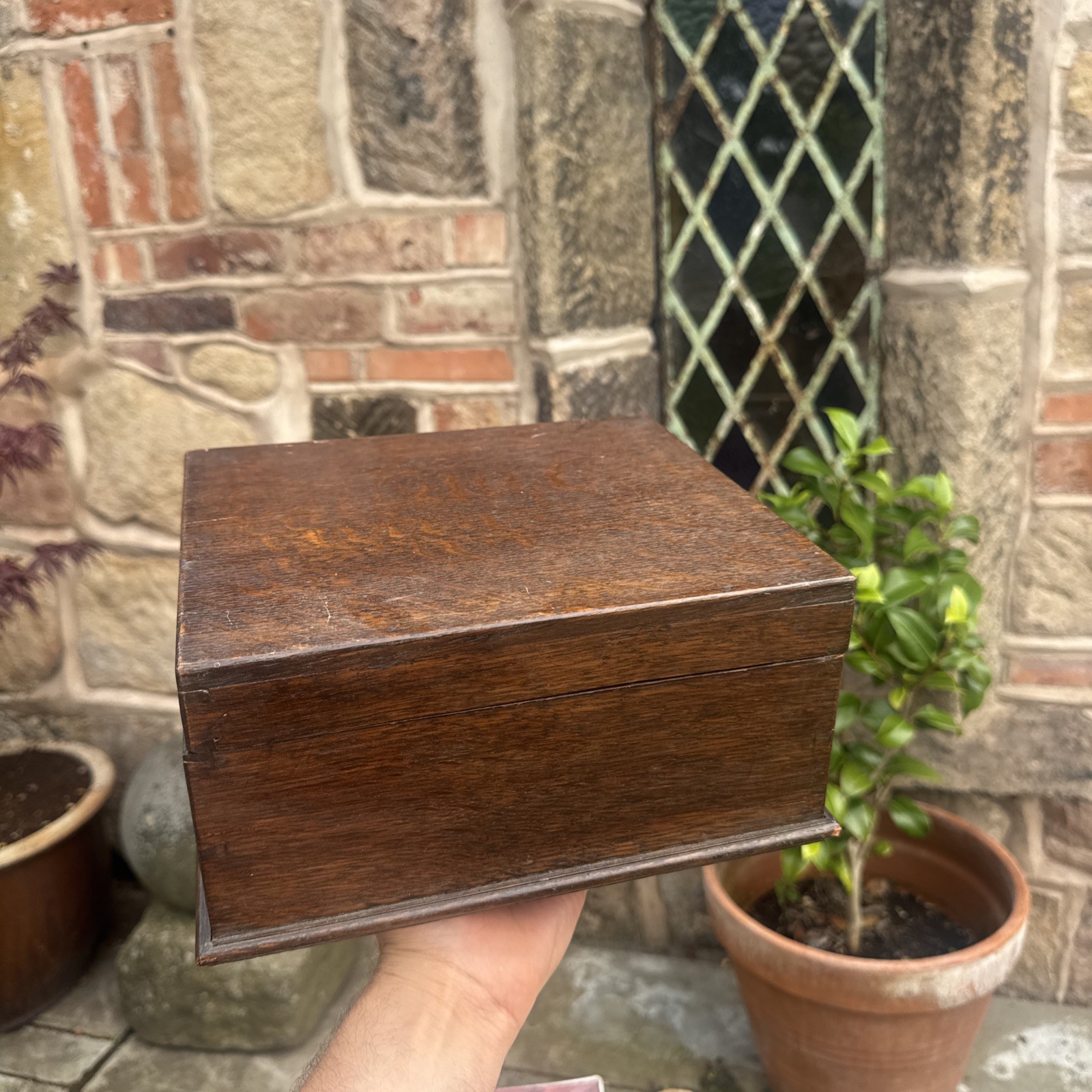 Vintage Wooden Box Storage Trinket Jewellery Stationery Antique Dividers English