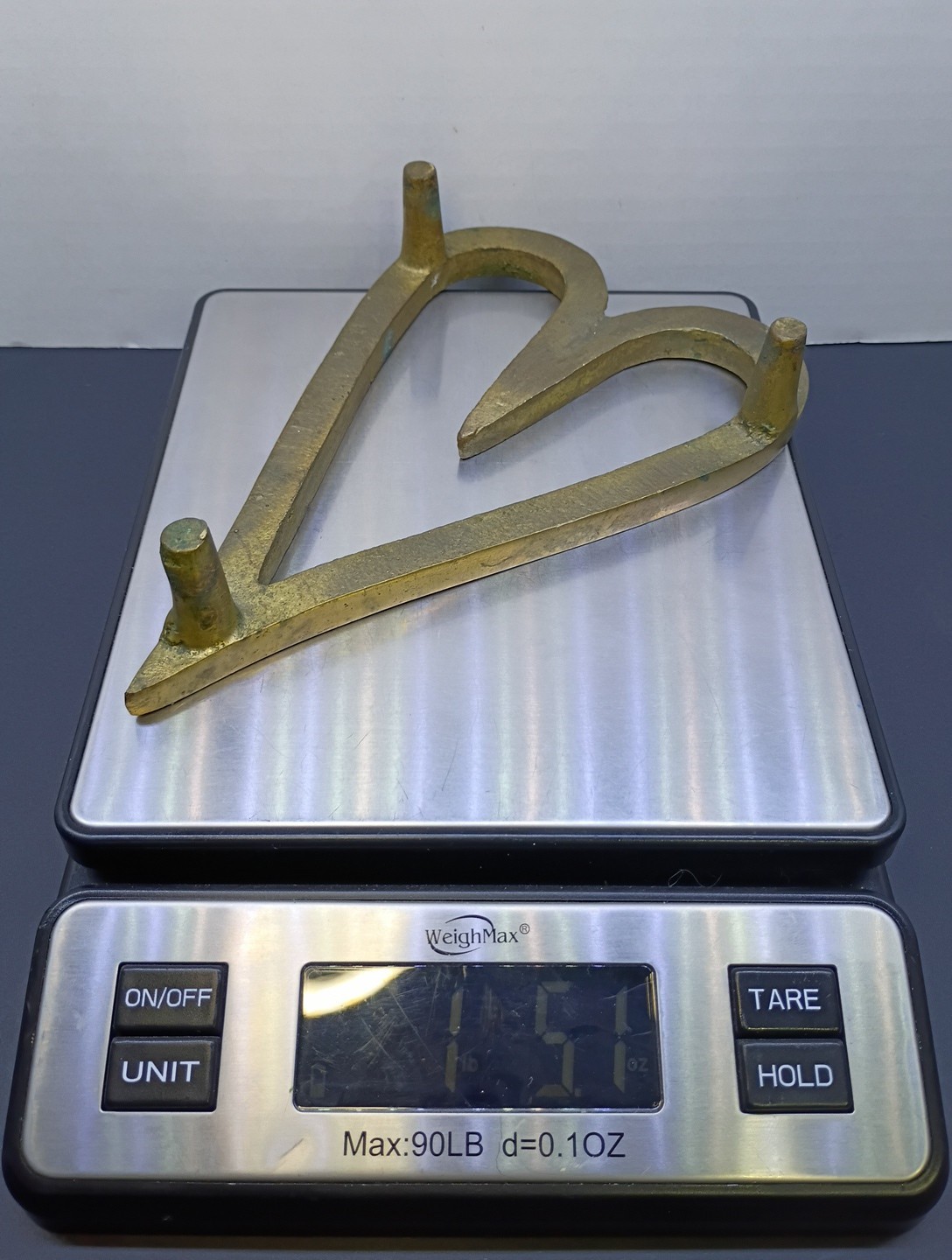 Early 19th Solid Brass Heart Shaped Footed Trivet